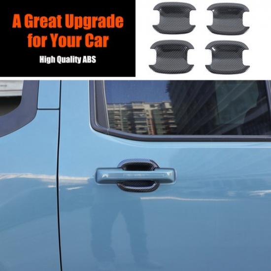 ABS Carbon Fiber Exterior Outer Door Bowl Cover Trim For Ford Maverick -2024