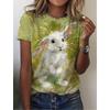 Women's T Shirt Animal Weekend 3D Print Rabbit Graphics Light Green Short Sleeve Tee Fashion Round Neck Tops Summer