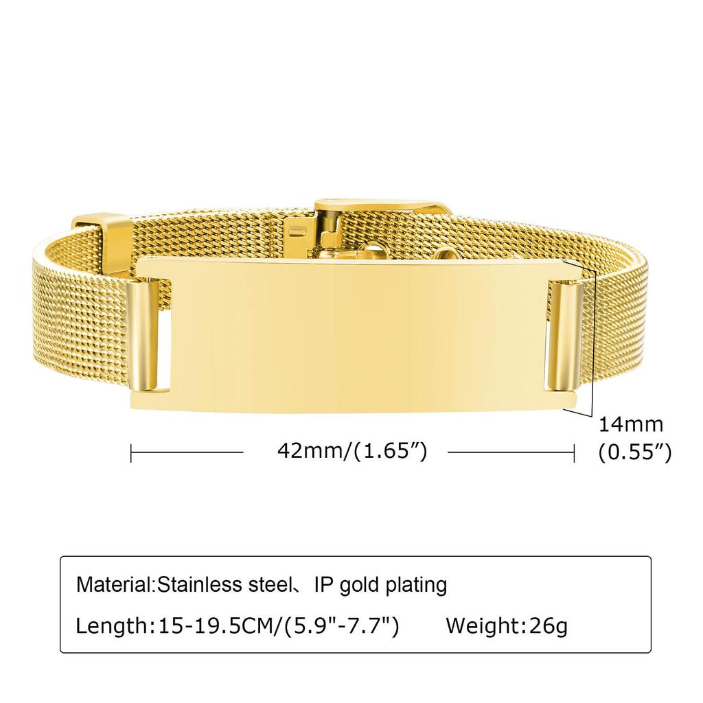 Personalized Photo Bracelet, Stainless Steel Mesh Chain Bracelet for Women Men, Adjustable Chain 5.9" To 7.7