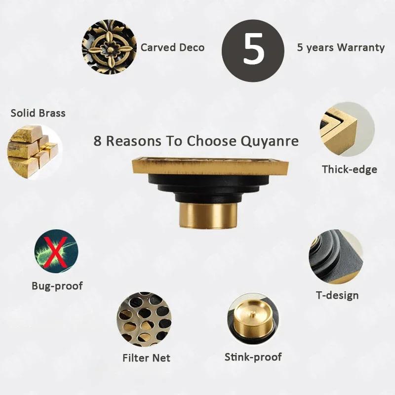 Euro Square Floor Drains Antique Brass Shower Hardware Bathroom Accessories Floor Drain Deodorant Floor Drain Strainer Cover