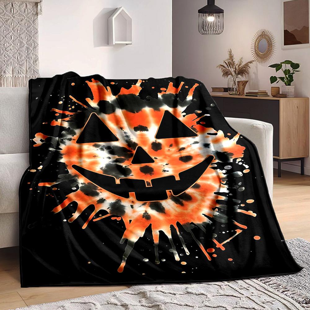 1pc Pumpkin Halloween Blanket, Lightweight Flannel Throw Blanket for Sofa, Bed, Travel, Camping, Living Room, Office, Couch, Chair, and Bed