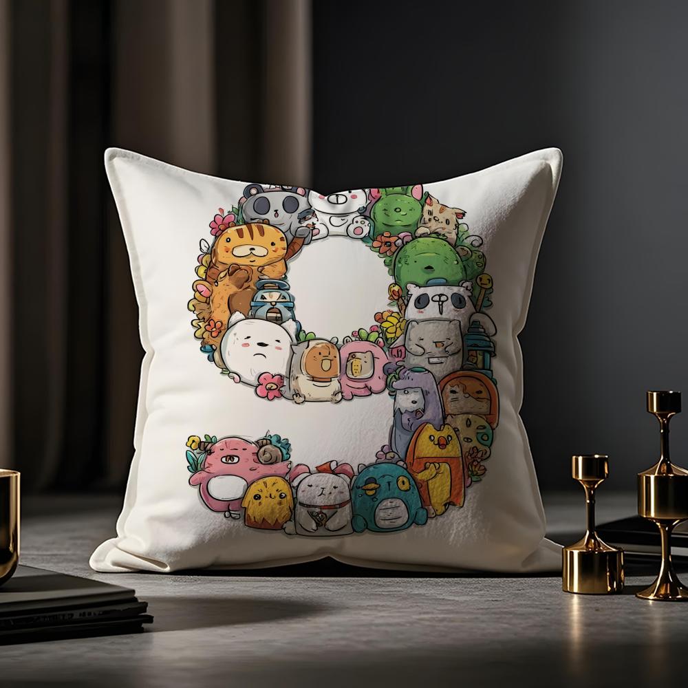 Digital Design Cushion Cover Anti-dustmite Pillowcase Invisible Zipper Silky Short Plush Sofa Cushion Cover
