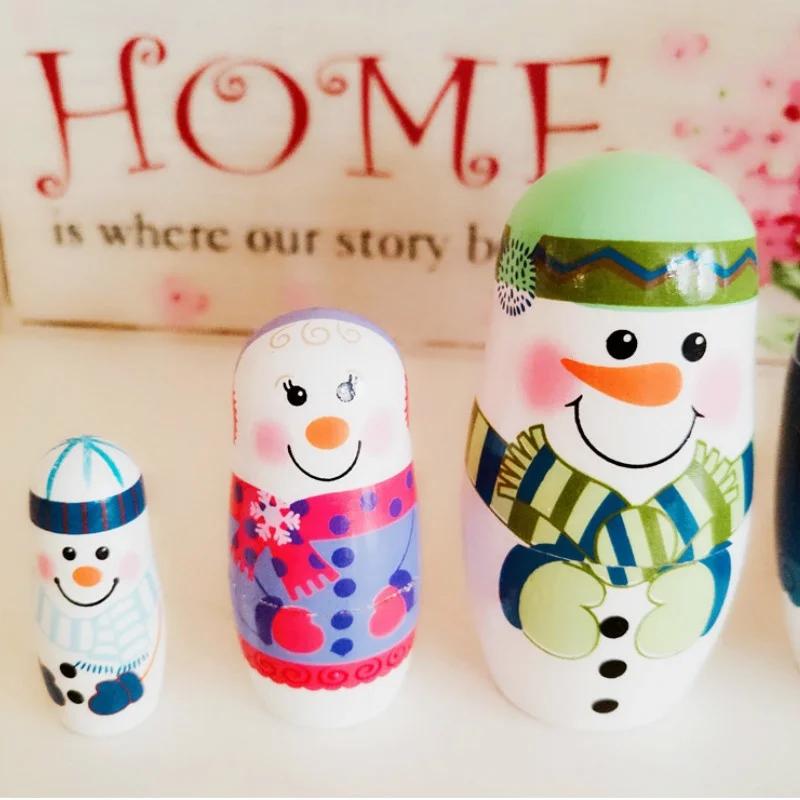 Рождественский снеговик Русская матрешка Матрешки Набор из 5 слоев краски Наборы для творчества Домашний декор