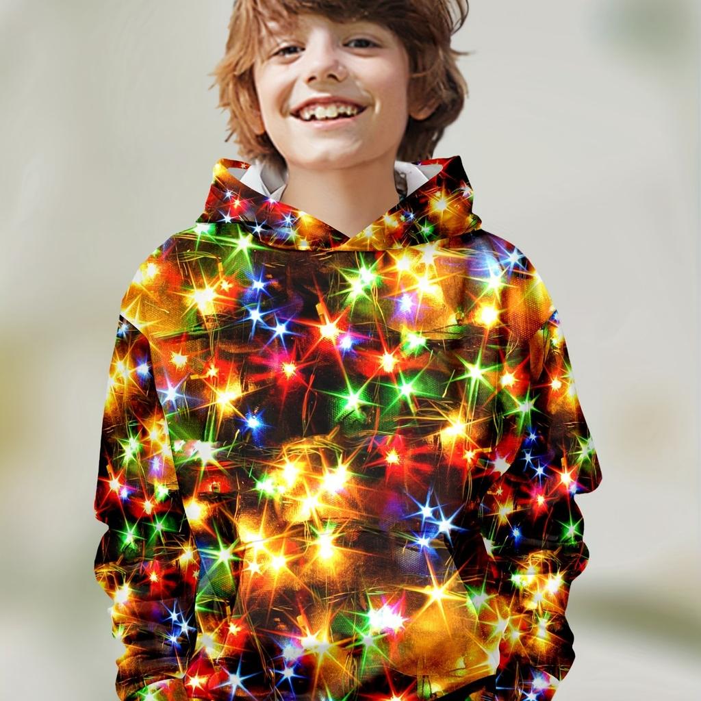 Kids Clothes Boys Hoodies Long Sleeve 3D Christmas Print Festive Atmosphere Girls Clothes Kids Spring Fall Tops Boys Clothing