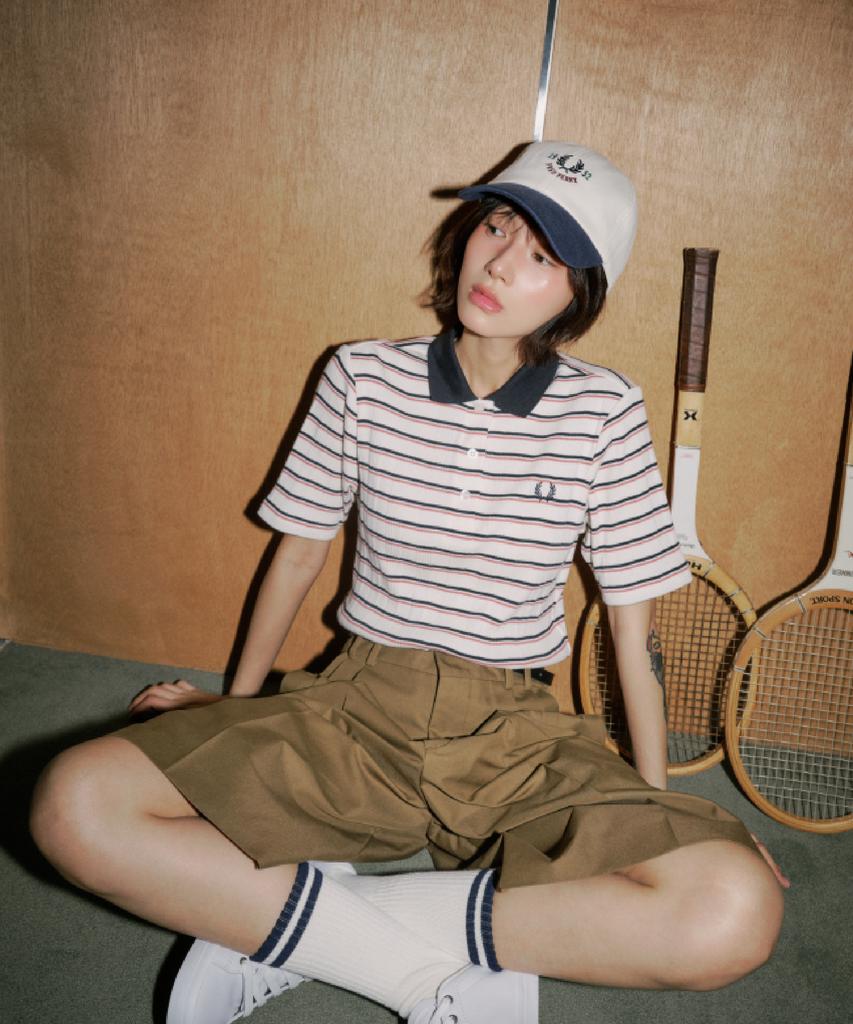 Fred Perry [Женский] Поло в полоску с рубчиком - Шелковистый персик Afpf2519189-R33