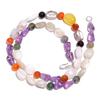 Natural Moonstone Amethyst Carnelian Gemstone Smooth Beads Necklace 17" UB-4546 UB-4546