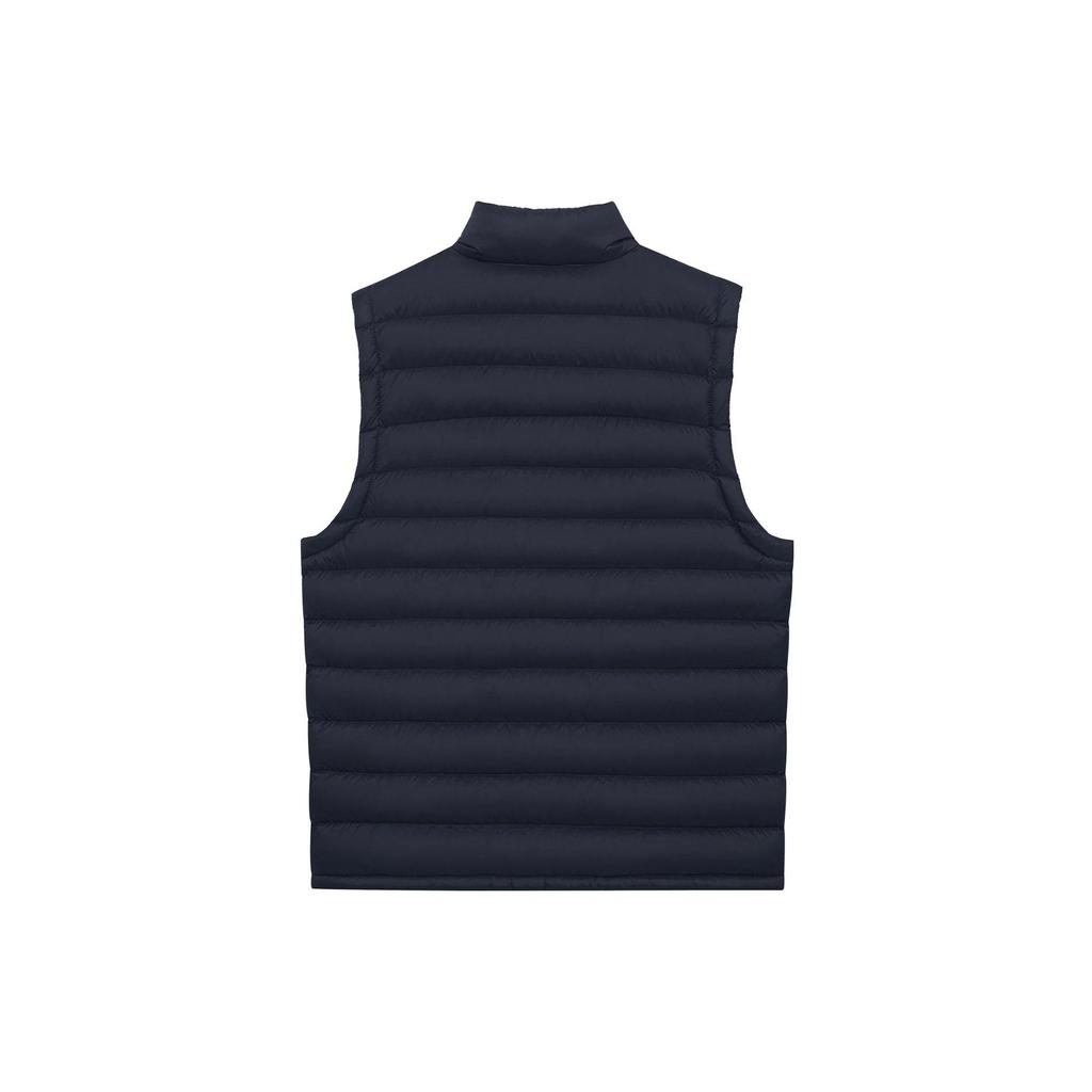 Li Ning Fitness Series Solid Color Logo Print Stand Collar Zipper Down Vest Men Vests Blue AMRS005-1