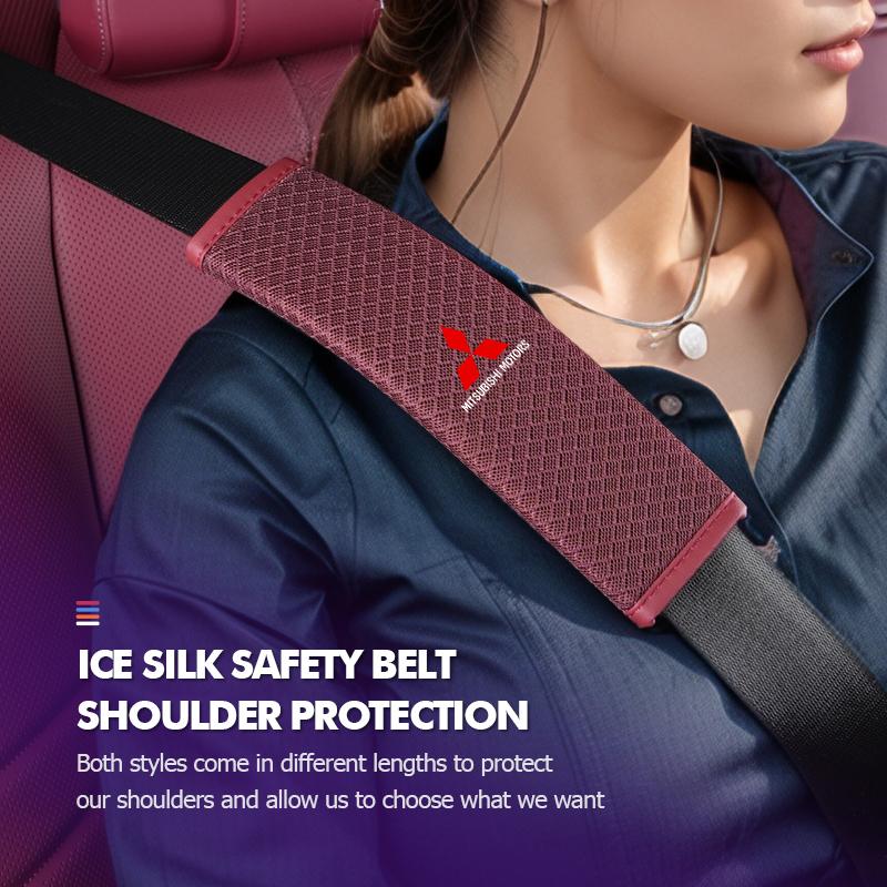 cxdjmy1 For Mitsubishi 1/2PCS Car Seat Belt Cover Adjustable Ice Silk Safety Protection Shoulder Pad Outlander Lancer Cross Colt Xpander