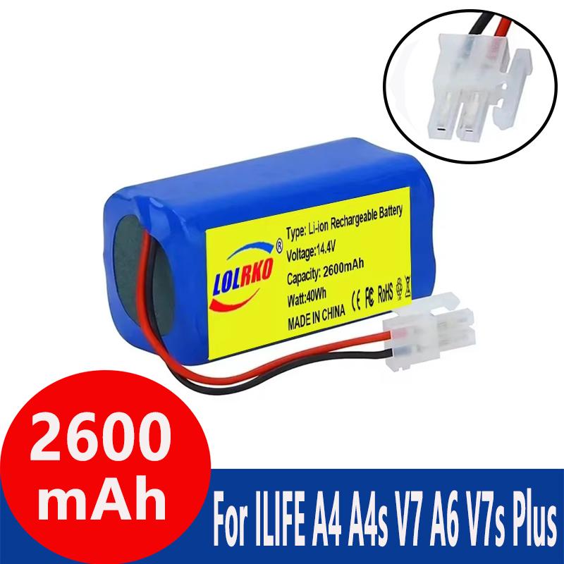 14.8V 12800mAh Good Quality Battery For ilife V50 V55 V8s V3s Pro V5s Pro V8s X750 Robot Vacuum Cleaner Battery Capacity:2600
