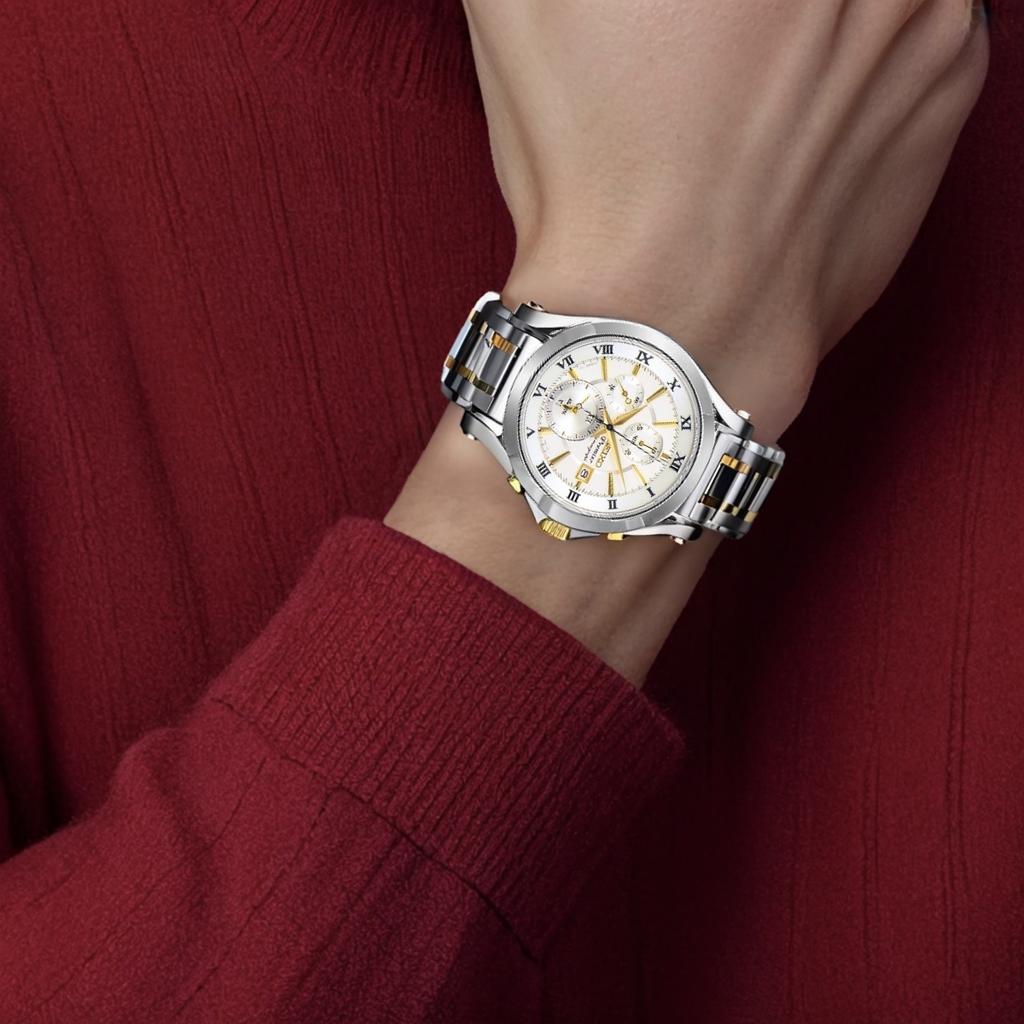 Seiko Часы с кварцевым механизмом и стальным ремешком Мужские часы Белый циферблат SNAD28J1