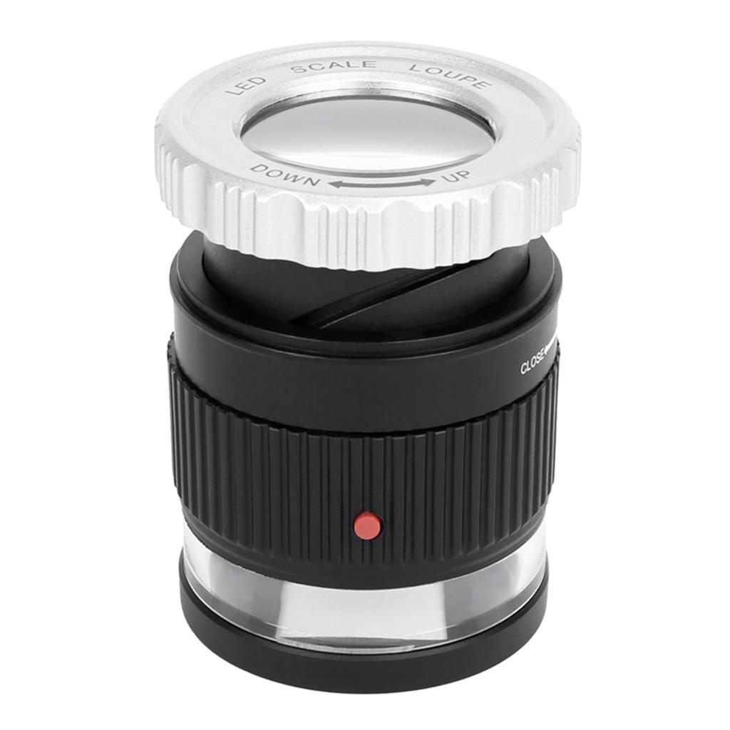 Светодиодная лупа, 30-кратная регулируемая лупа, металлическое цилиндрическое зеркало со шкалой, маленькое зеркало для чтения, ювелирная лупа