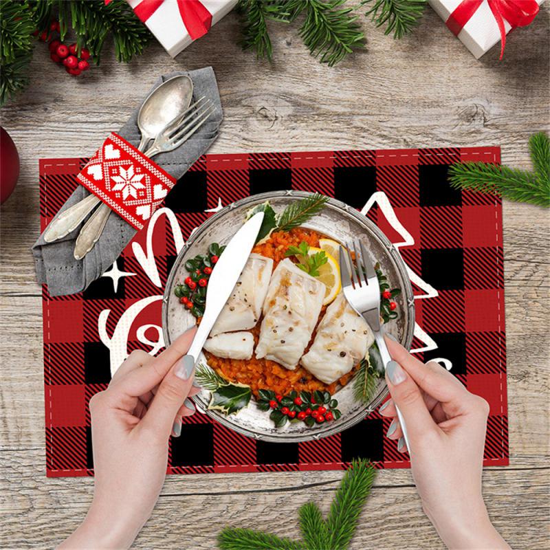Новая Рождественская цифровая печатная салфетка для стола Праздничная вечеринка Обеденный стол Теплоизолирующая Противозагрязняющая Подставка для стола
