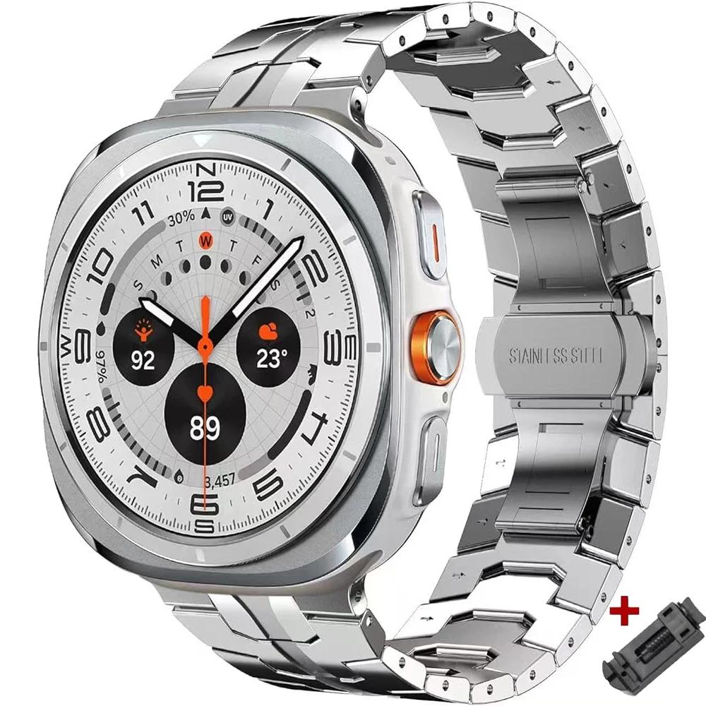 Металлический браслет из нержавеющей стали для Samsung Galaxy Watch 9 Ultra2 47 мм Мужской Браслет Роскошный Металлический Ремешок для Samsung Galaxy watch 9/8/8Classic 40 мм 44 мм 46 мм