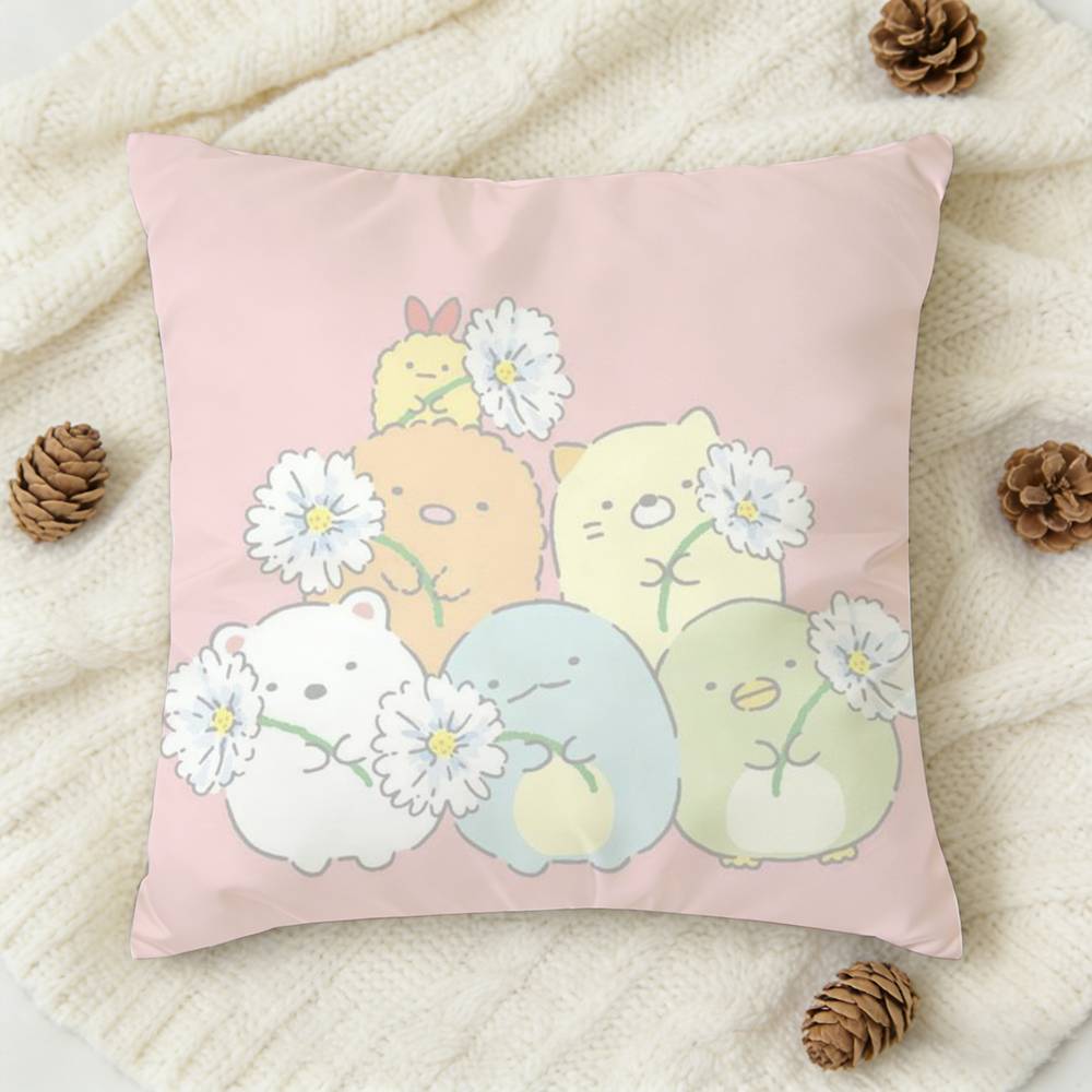 S-Sumikko Gurashi C-Colorfu Double-Sided Printed Square Decorative Cushion Cover For Sofa Living Room Home Decor