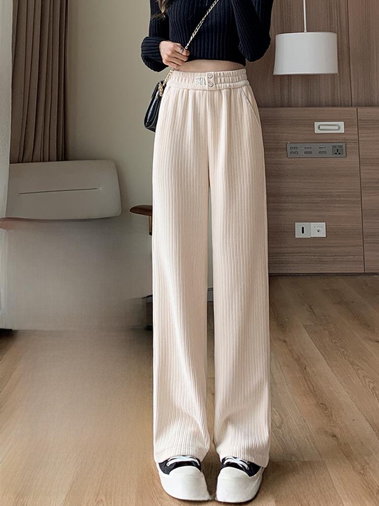 Женские широкие вельветовые брюки: На бархатной подкладке, утягивающий, прикрывающий мясо, свободный крой, модный и повседневный на осень/зиму