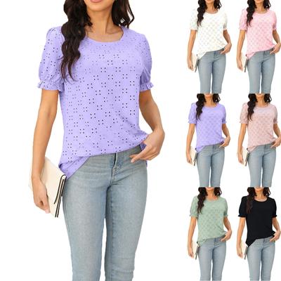 Женская повседневная модная сексуальная удобная однотонная свободная футболка с круглым вырезом и коротким рукавом