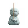 Jizo Statue Set: Soothing and Cute Small Figurine with Handheld Incense, Made of Granite (Mikage), Perfect for EntrywayGarden Decor, Waterproof, God