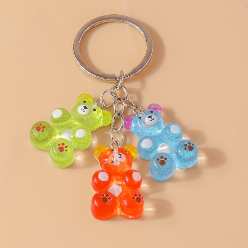 Colorful Resin 3D Bear Keychain Animal Key Rings Pendants for Women Girl Key Holder Handbag Pendants Charms DIY Jewelry Gifts
