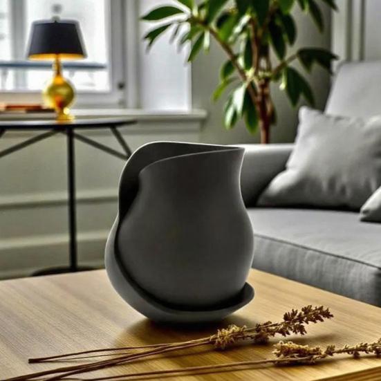 Twisted Ribbon Sculpture Flower Vase 3D Printed Floral Plants Holder Container Home Office Table Centerpiece Decorative