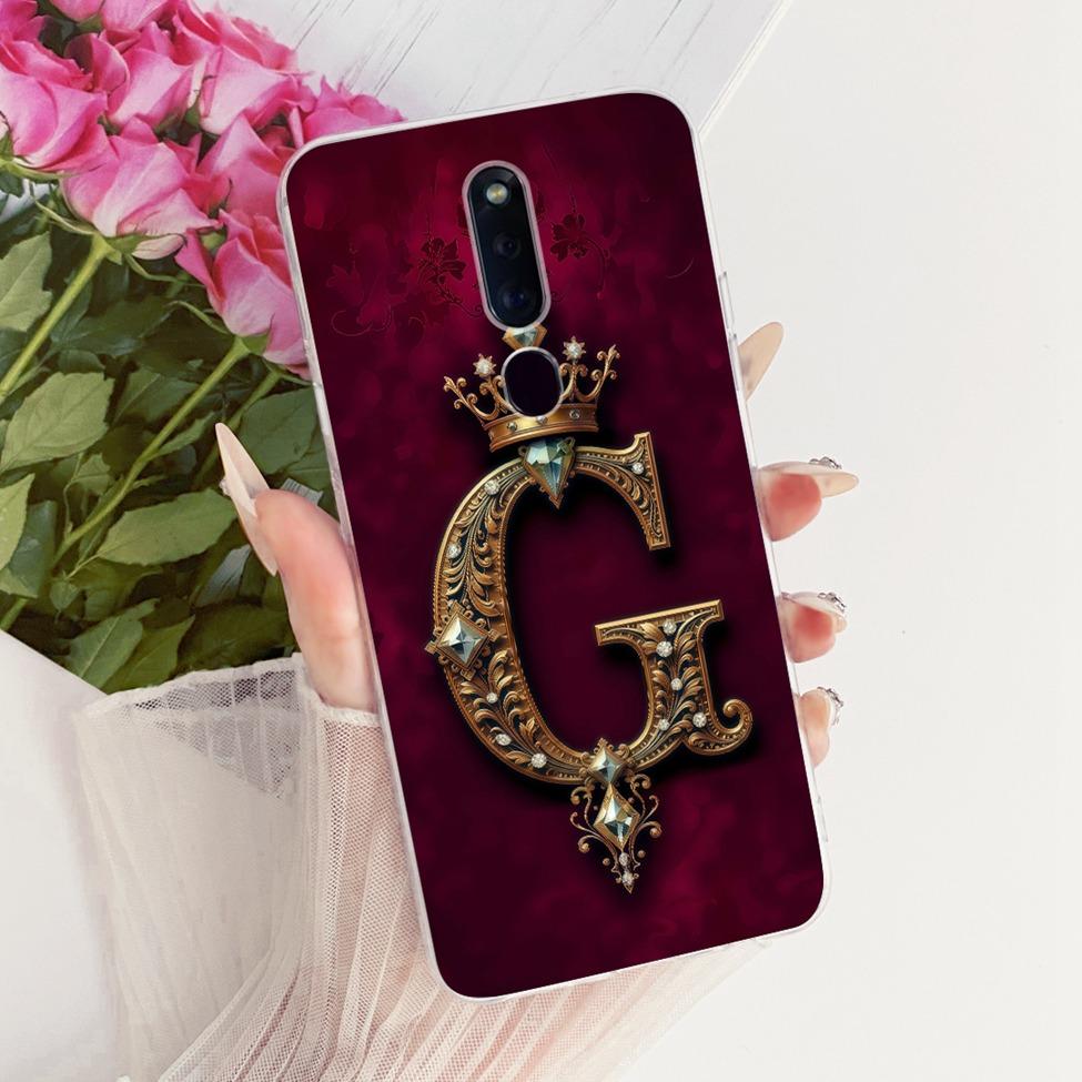 Для Oppo F11 Pro Чехол Прозрачный Роскошная Корона Буквы А-Я 2D Расписной Мягкий Корпус CPH1969 CPH2209 CPH1987