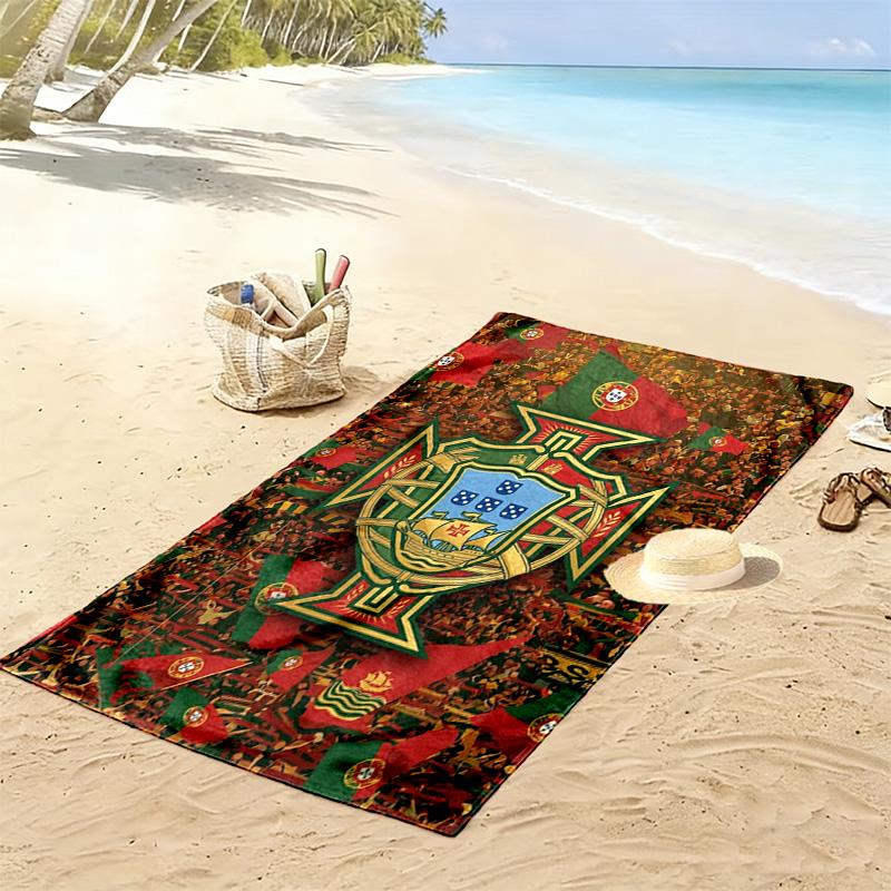 National Emblem Portugal beach towel Beach towel for vacation photos soft swim seaside Absorbent bath towel Outdoor picnic beach mat beach towel