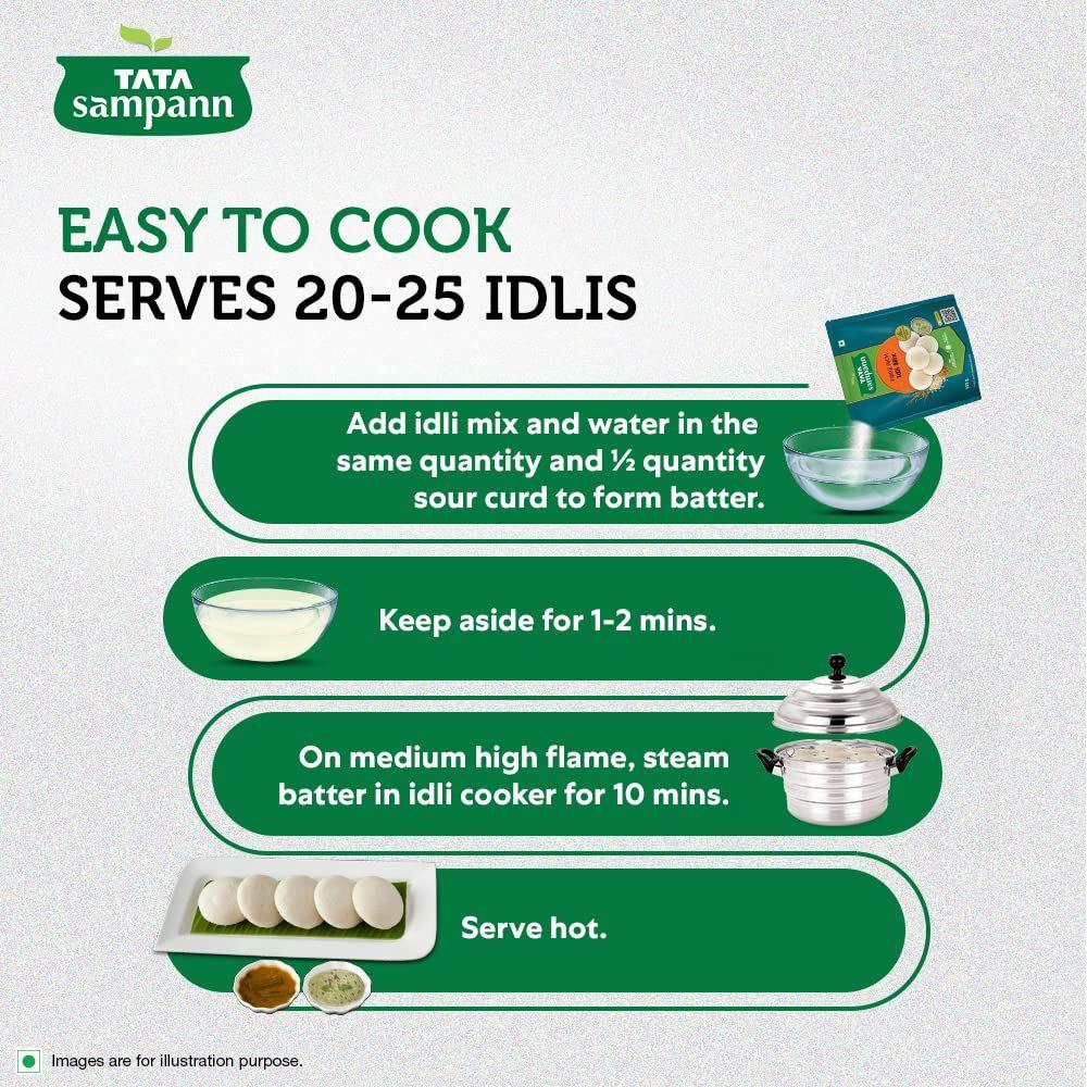 Tata Sampann Fiber Rich Idli Mix | Готовая смесь для завтрака | Готово за 15 минут | Мягкий, пушистый и вкусный идлис | Идли Баттер | 500 г