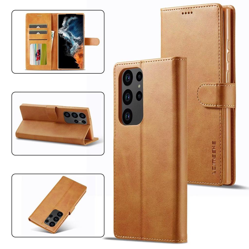 LC.IMEEKE Leather Flip Cover Phone Case for Samsung S23 S22 S21 Ultra Plus S21 S20FE A13 A53 A14 A54 A52 /iPhone 15 14 13 12 11 Pro Max XS MAX XR 8 7