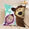 MMasha And BBears Cushion Cover Silky Short Plush Invisible Zipper Dustproof Sofa Pillow Case For Home Decor