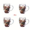 4pcs Dried Flowers Inside Glass Coffee Mugs 11.83oz Double-Walled Espresso Coffee Cups Heat Insulated Water Cups Summer Winter Drinkware Birthday Gift
