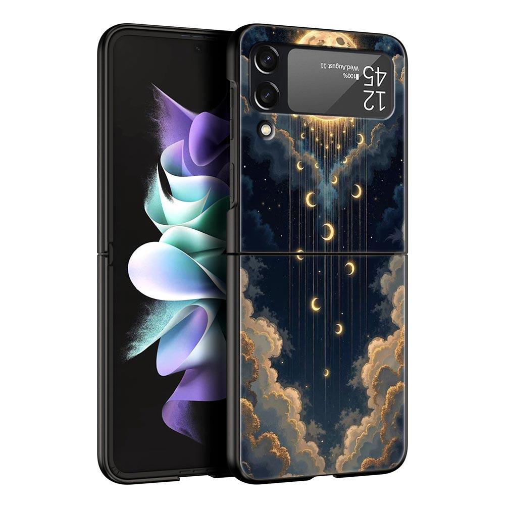 Модный Чехол Для Телефона Звездное Небо Звезды Жесткий ПК Для Samsung Galaxy Z Flip 7 6 5 4 Черная Крышка Для Galaxy Z Flip 3 Складная Чехол-Сумка