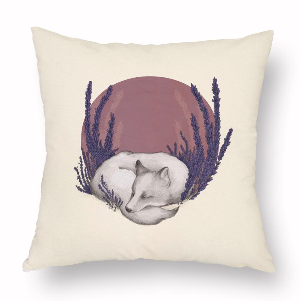 Наволочка с цветком лисы, подушка с принтом черепа животного, диван, мягкая наволочка в стиле ретро, ​​наволочка для гостиной, спальни, домашнего декора