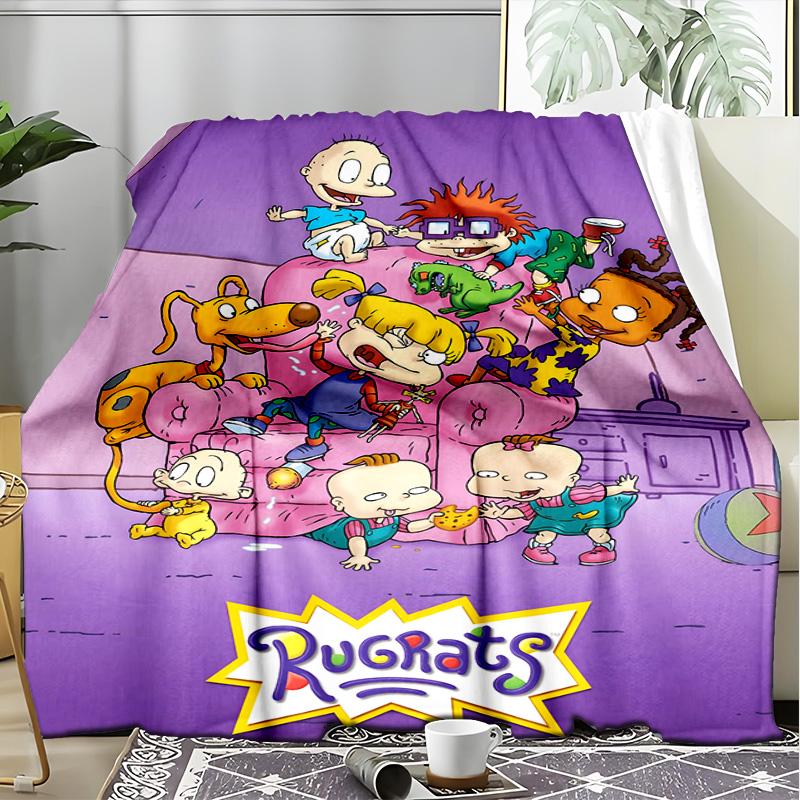 1PC Rugrats Friends Flannel Blanket, Use for Birthday/Holiday Gift, Soft Blanket for Sofa/Bed/Camping/Office/Tourism Use,All Seasons