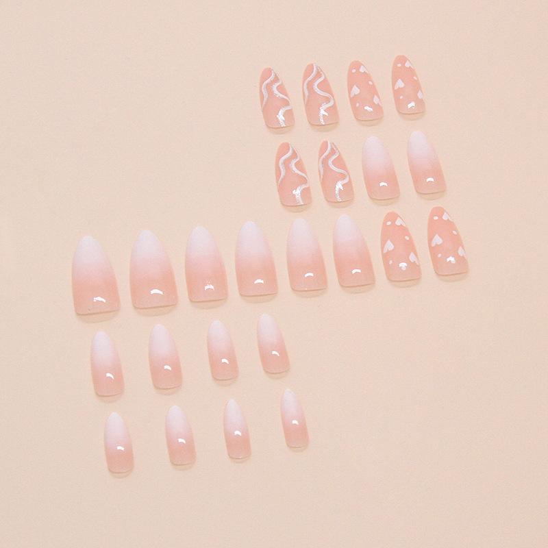 Накладные ногти Love Gradual Change Wearing Nail Removable Piece Simple Line Fine Flash Nail Patch 24 шт.