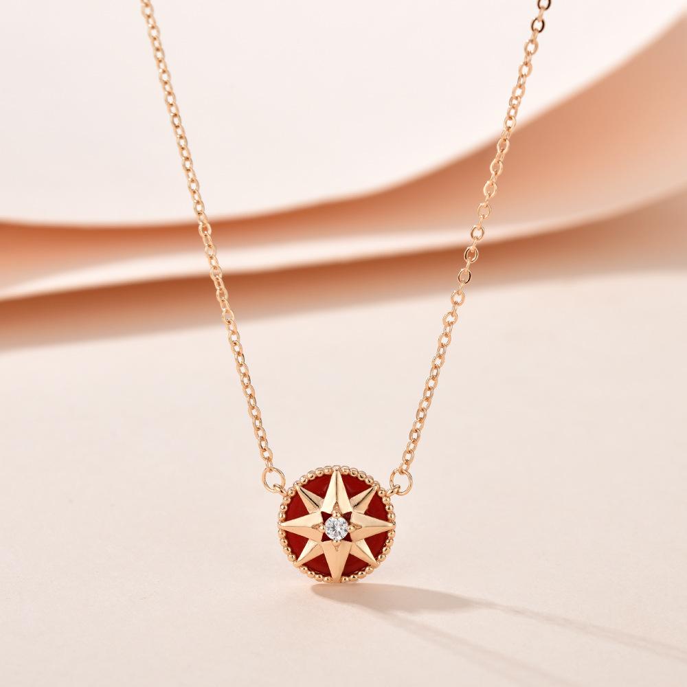 Горячая распродажа круглая натуральная белая рябь восьмиконечная стрелка компас медная цепочка на ключицу универсальная