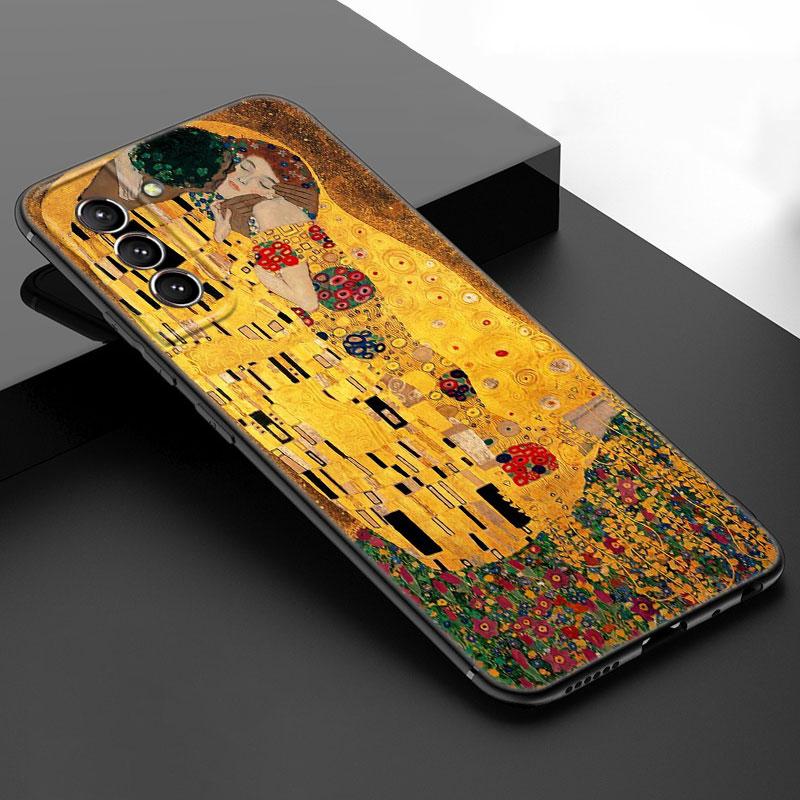 Арт Густав Климт Черный Силиконовый Чехол для Телефона для Samsung Galaxy S23 S21 S20 FE S24 S22 Ultra S10E S10 S9 S8 Plus
