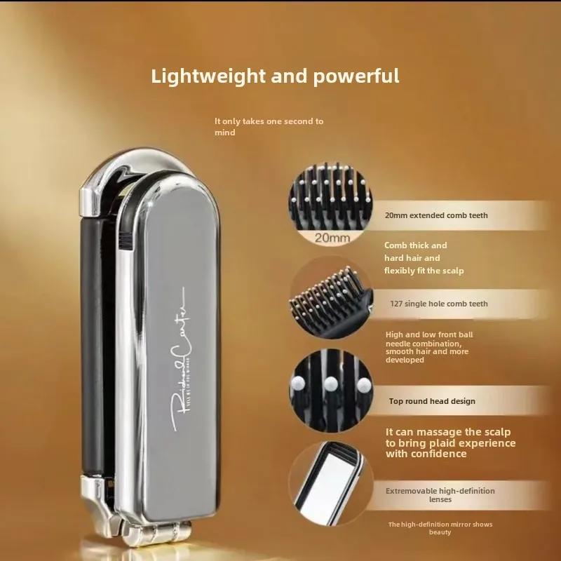 Милые складные домашние мини-щетки для волос с бантом, женские портативные двойного назначения для маленьких девочек, съемные, массажные, для кожи головы, с подушкой безопасности и зеркалом