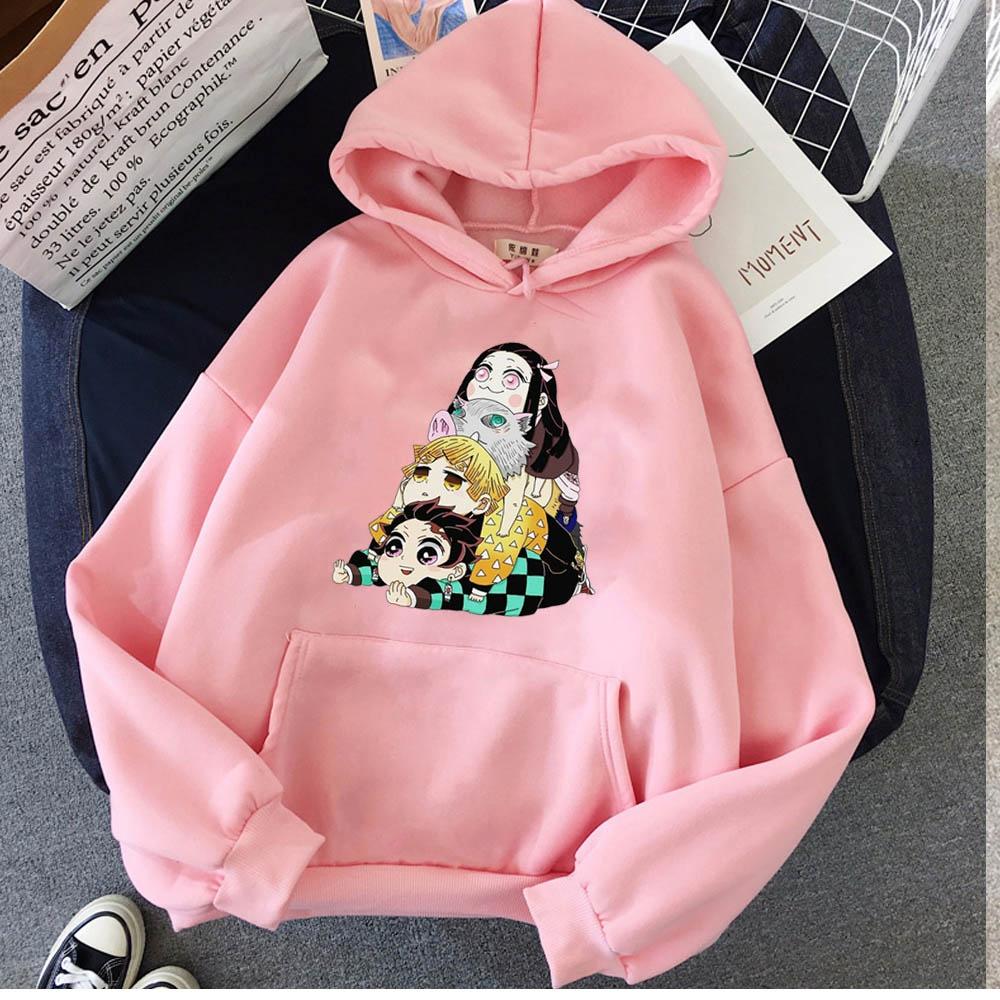Kawaii Demon Slayer Hoodie Японская графика Аниме Hoodie Tops Одежда