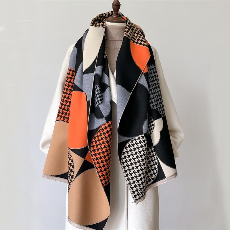 Роскошный зимний шарф из искусственной шерсти женский кашемировый теплый пашмина брендовый фуляр женские шали накидки толстый мягкий буфанда шарфы