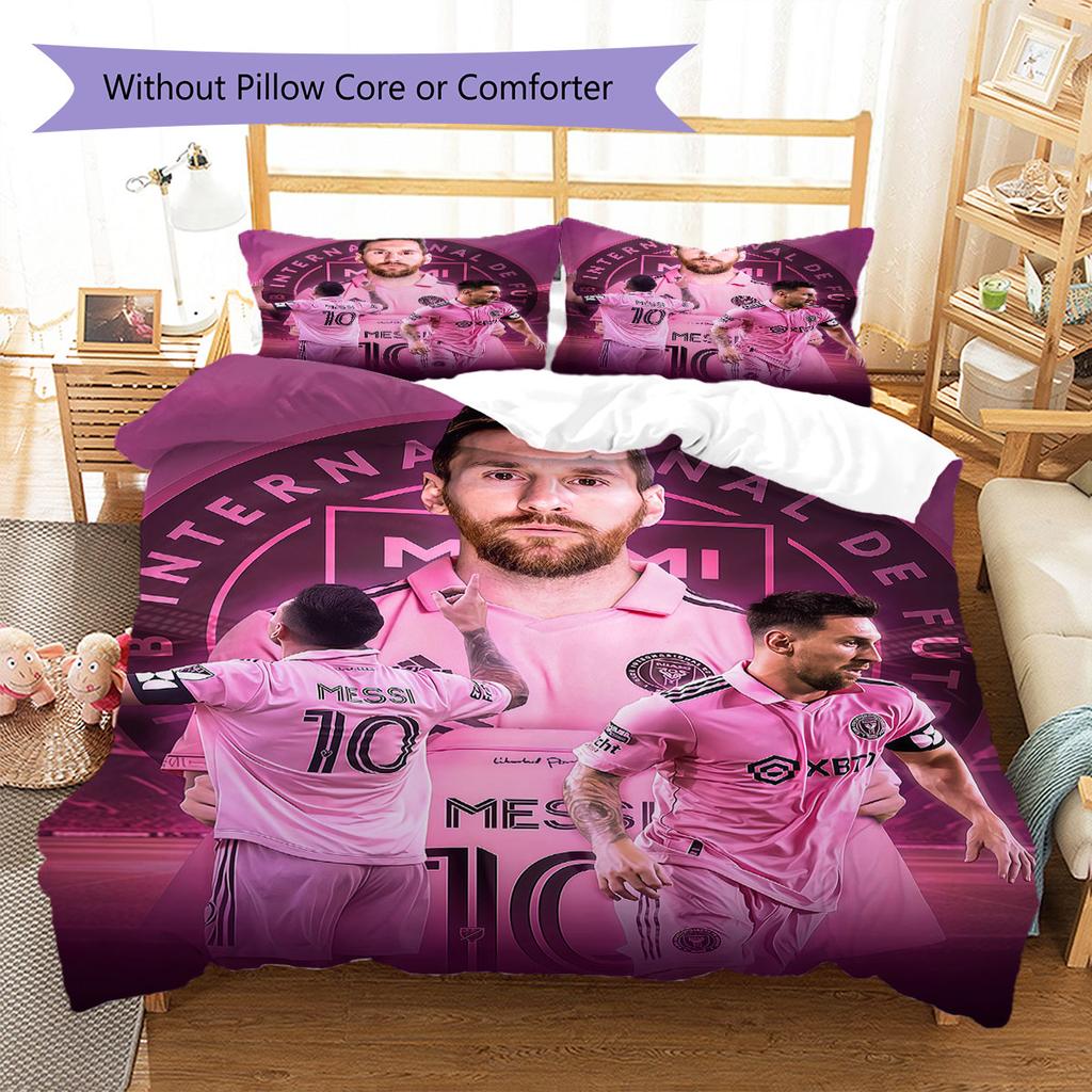 Lionel Messi Pattern Bedding,Quilt Set Quilt Cover Pillowcase Home Birthday Gift(1 * duvet cover + 2 * pillowcase, without core)