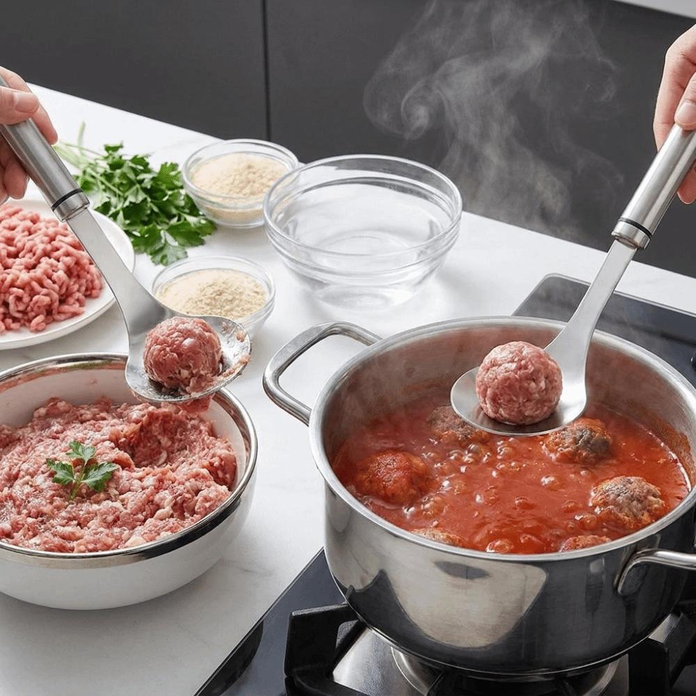 Non-Stick Meatball Maker Spoon Stainless Steel Fish Ball Squeeze Spoon Meatball Scoop Restaurant