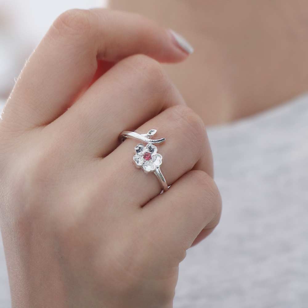 Temperament Open Finger Ring Light Luxury Cherry Blossom Finger Ring Birthday Gift