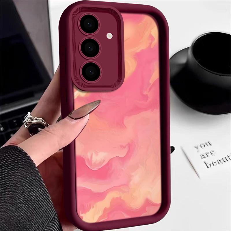 Ударопрочный чехол с рисунком морской волны для Samsung S24 FE S23 Ultra S22 S21 A16 A55 A15 A35 A54 A25 A34 A14 TPU защита линз мягкий матовый чехол для телефона