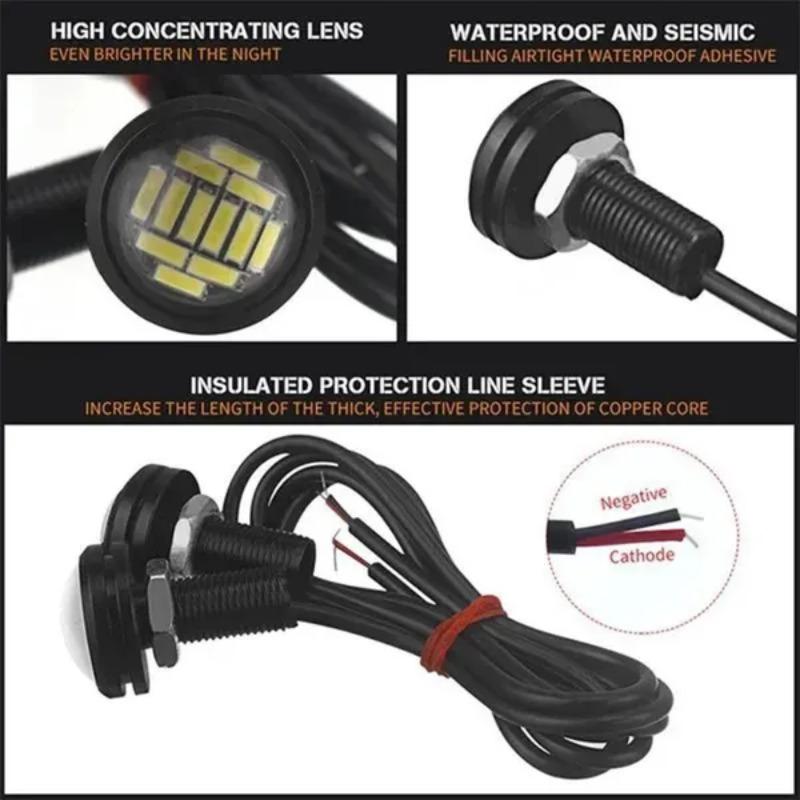 2Pcs/set LED Light Daytime Running Fog Lights 15W 12 Leds 23MM Reversing Parking Signal Lamp Waterproof 12V