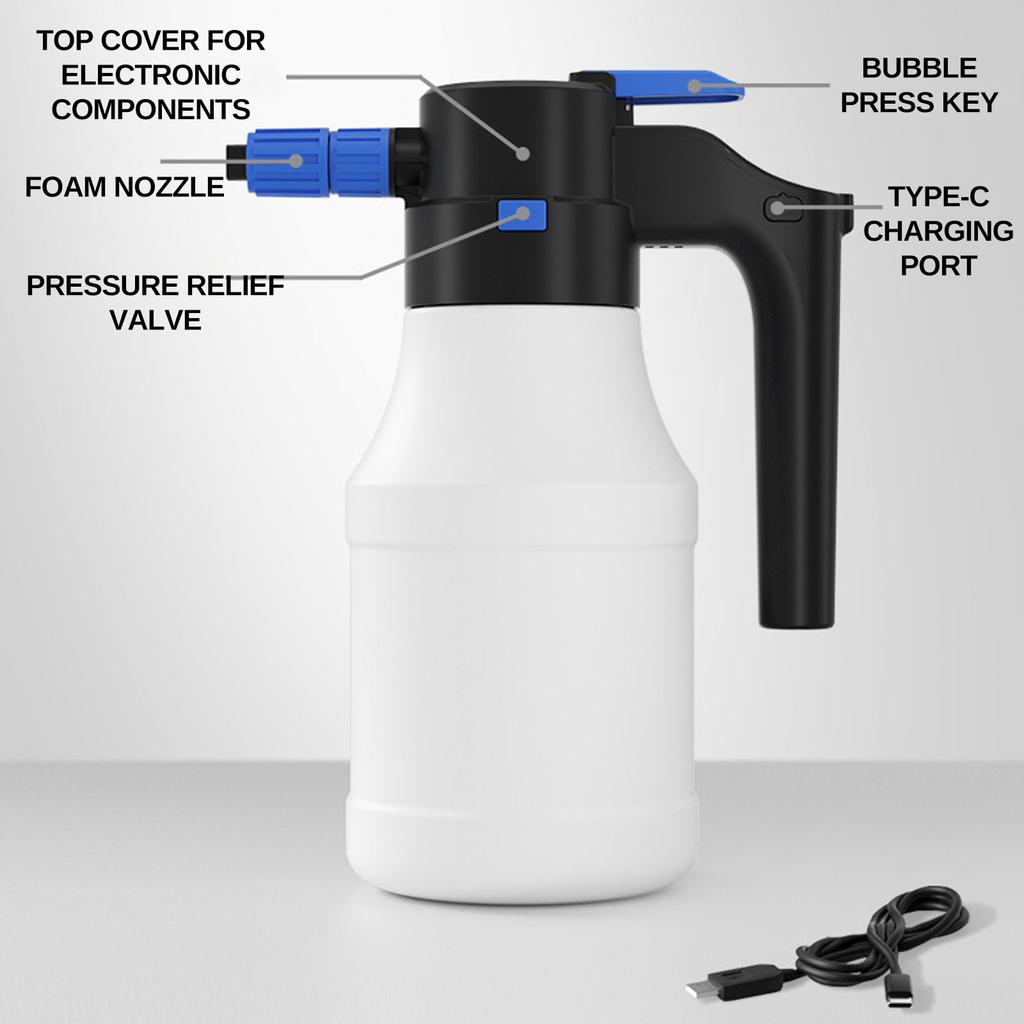 Electric Foam Sprayer 1.5L Foam Generator for Car Wash 2600mAh Lithium Battery Foam Lance 1h Endurance Car Wash Towel Foam Wash