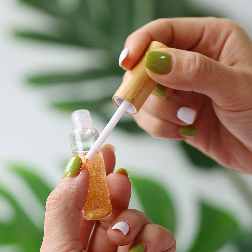 Bamboo Lid Mascara Container Compact Eyelashes Tube Portable Lip Gloss Tube Travel