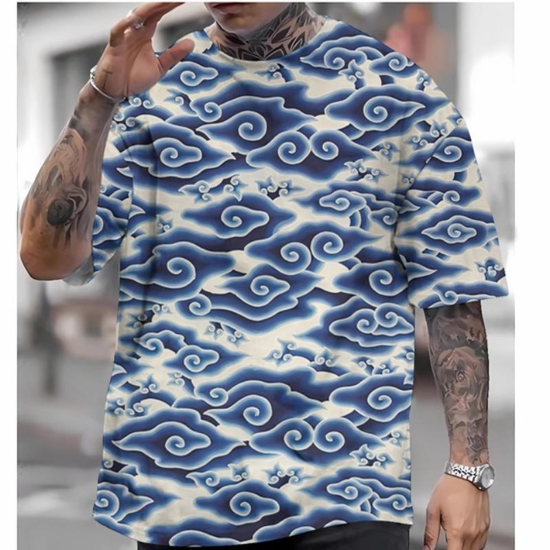 Футболка в японском стиле для мужчин Футболки с графикой Ukiyo-e Футболки с 3D-принтом Футболки с коротким рукавом Мужская одежда больших размеров Топы Лето