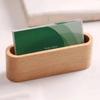 1pc Wooden Business Card Holder Organizer Office Desk Name Card Display Stand With Pen Slot Memo Pad Cards Stand Card Holder