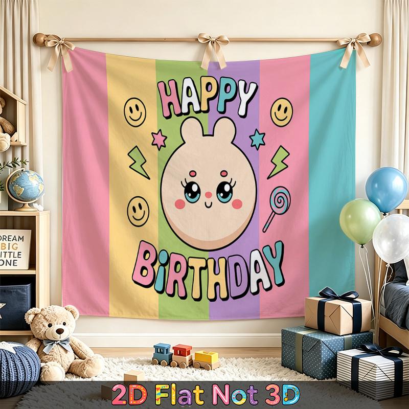 Easter Birthday Backdrop 1pc - Polyester Party Decor