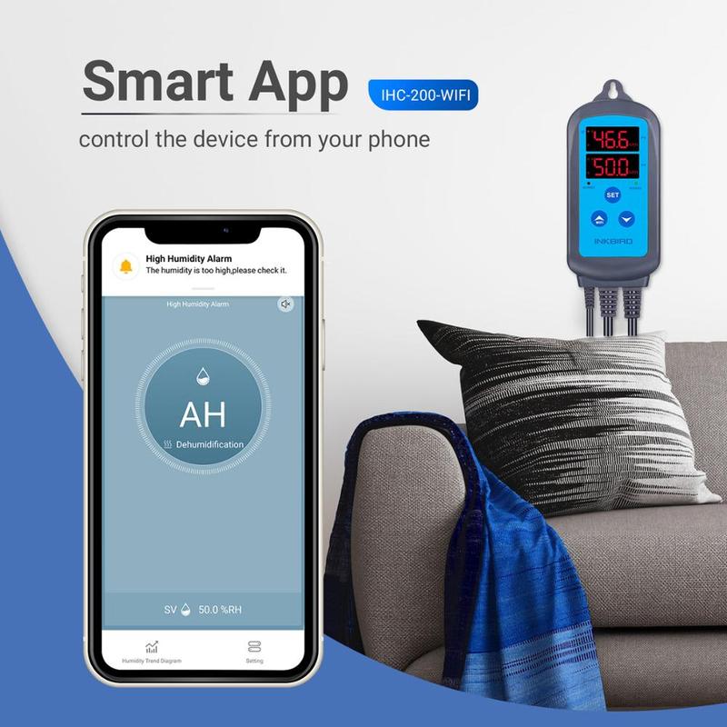 INKBIRD IHC-200 & 200 EU Socket&Plug WiFi Digital Dural Stage Dehumidifying Humidity Controller Humidifaction Humidifier Control