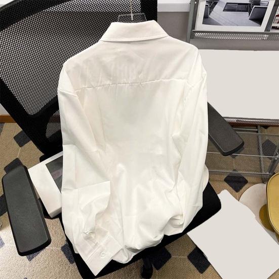 Мужская повседневная рубашка с лацканами, рубашка с длинными рукавами, топы с полой тесьмой, однотонные топы, весенне-осенняя свободная рубашка